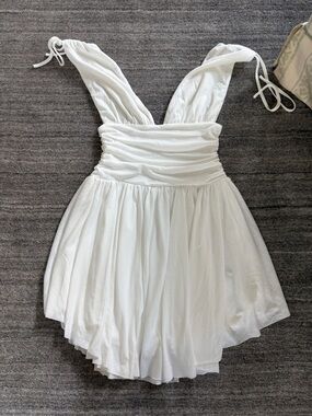 Commense White Draped Dress with Branded Tag